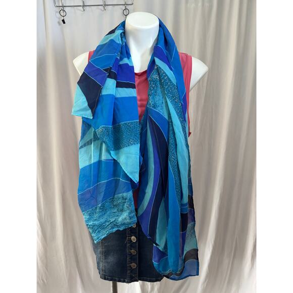 Blue Abstract Swirl‎ Square Scarf - Picture 1 of 8